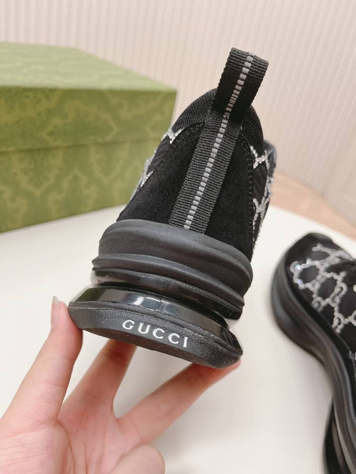 Gucci Women's Run GG crystal sneaker Black suede trim - vstockx