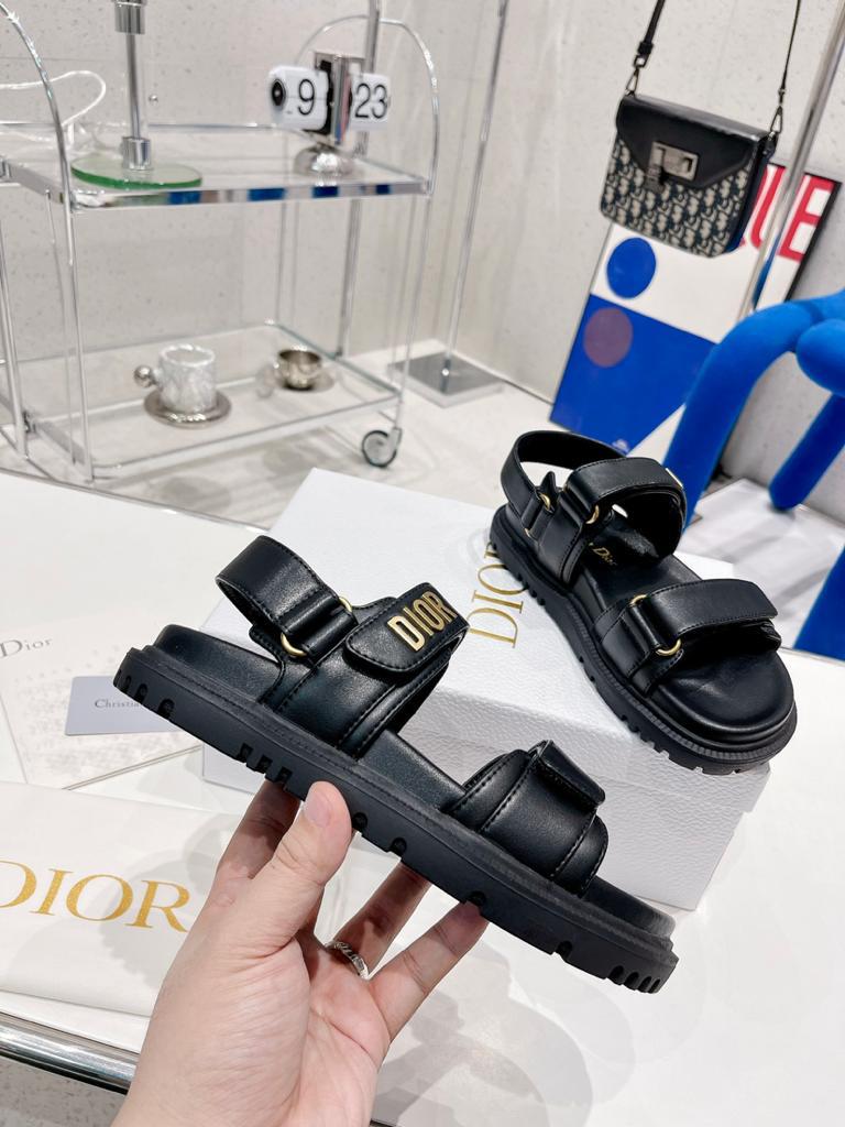 DIOR DIORACT SANDAL Black Lambskin - vstockx