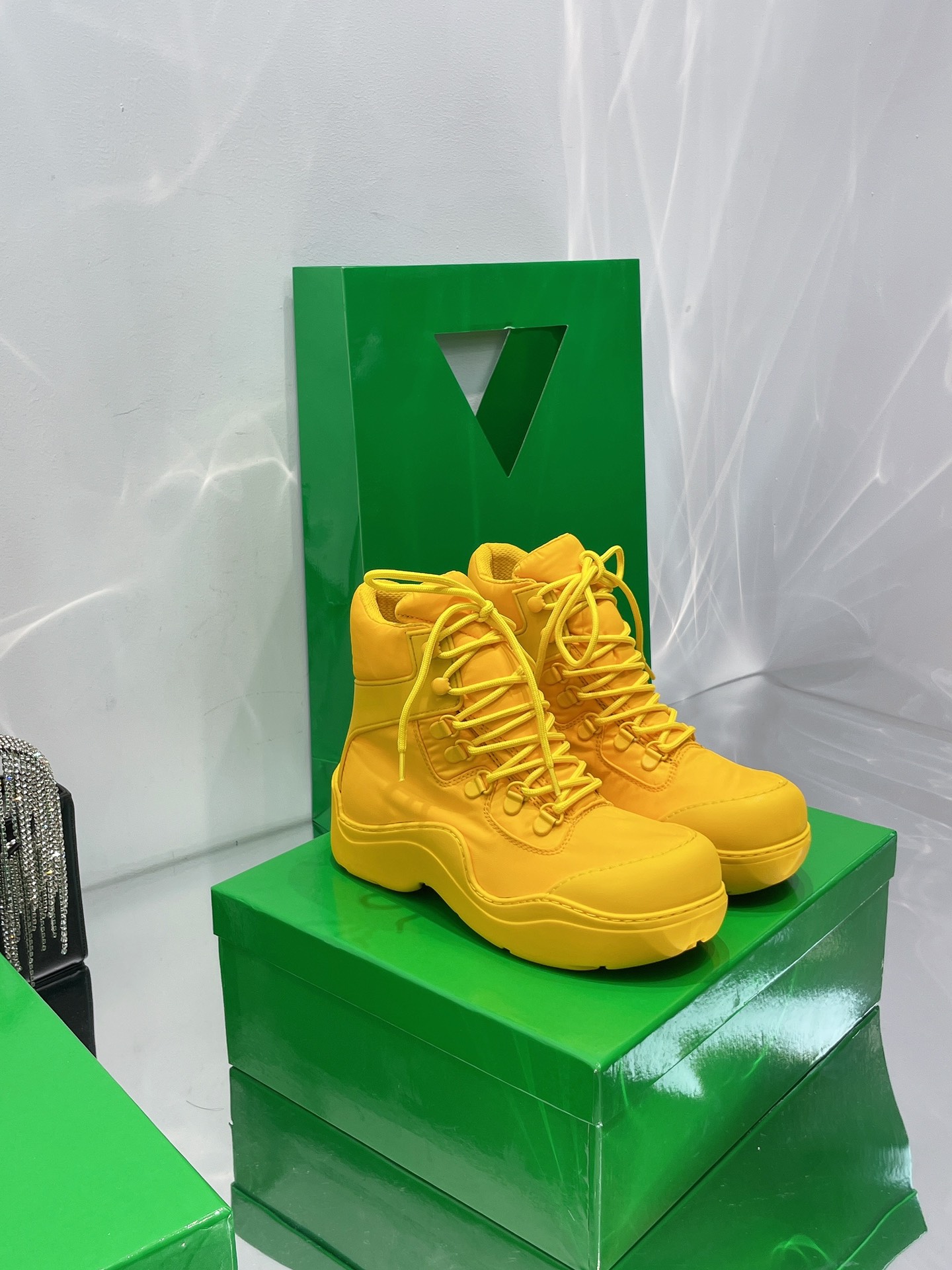 Bottega Veneta Puddle Bomber Lace-up Rubber And Shell Boots 5 - vstockx