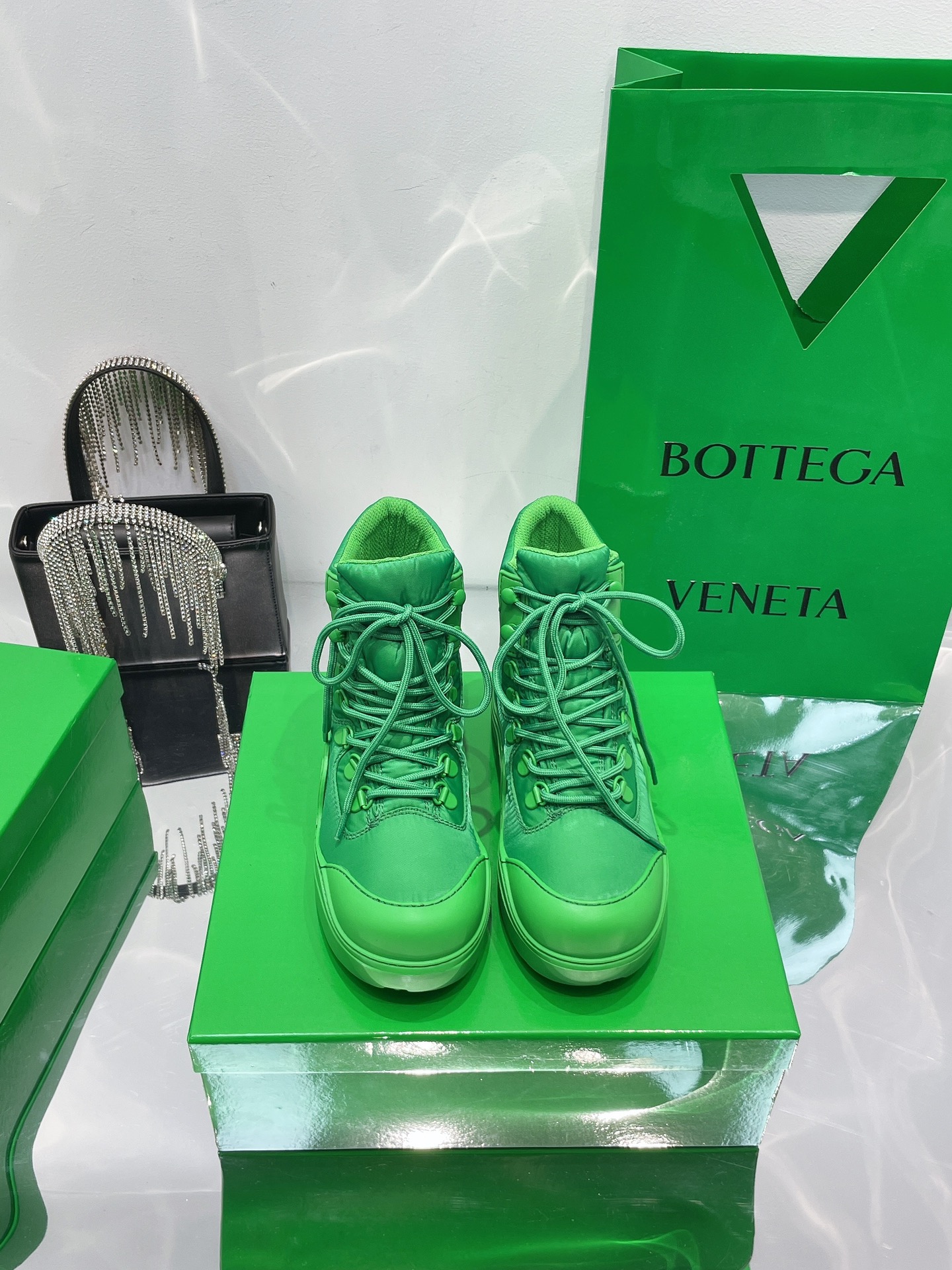 Bottega Veneta Puddle Bomber Lace-up Rubber And Shell Boots 2 - vstockx