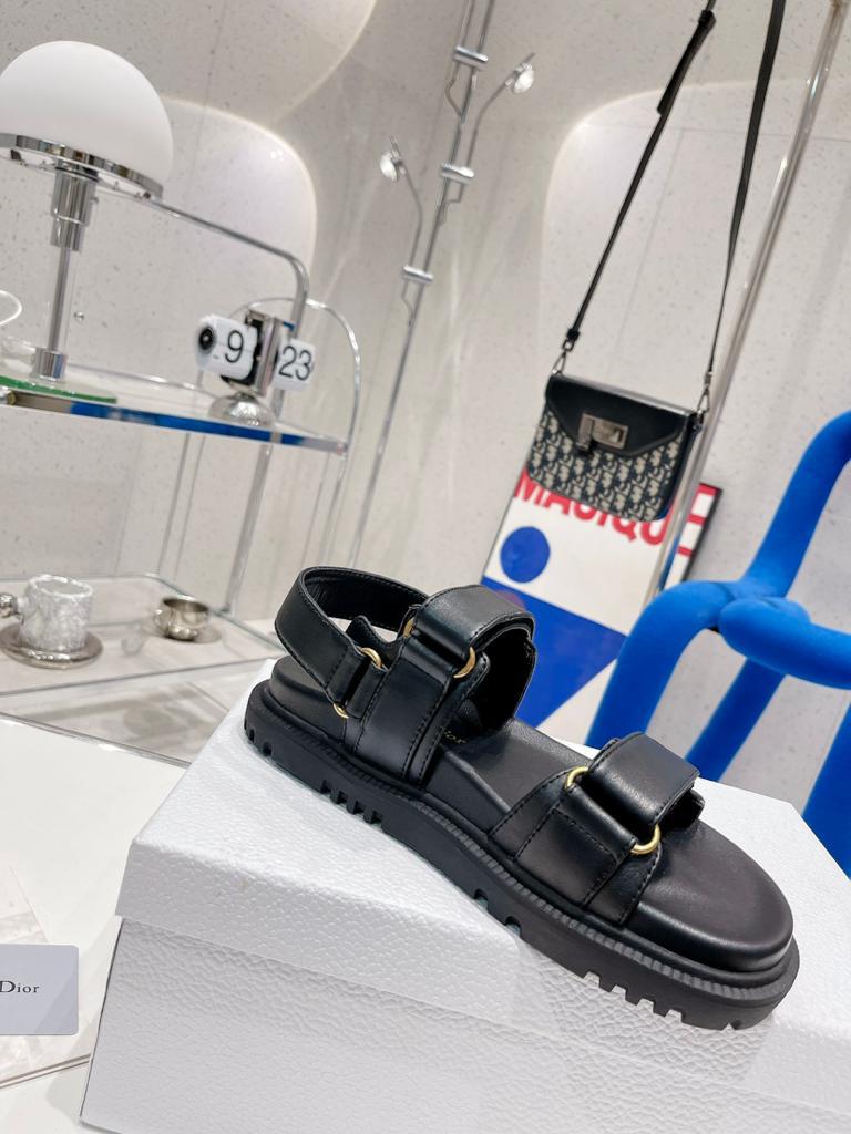 DIOR DIORACT SANDAL Black Lambskin - vstockx