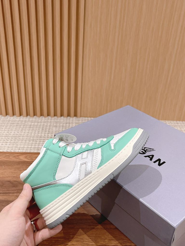 Hogan H630 High Top White Green Silver - vstockx