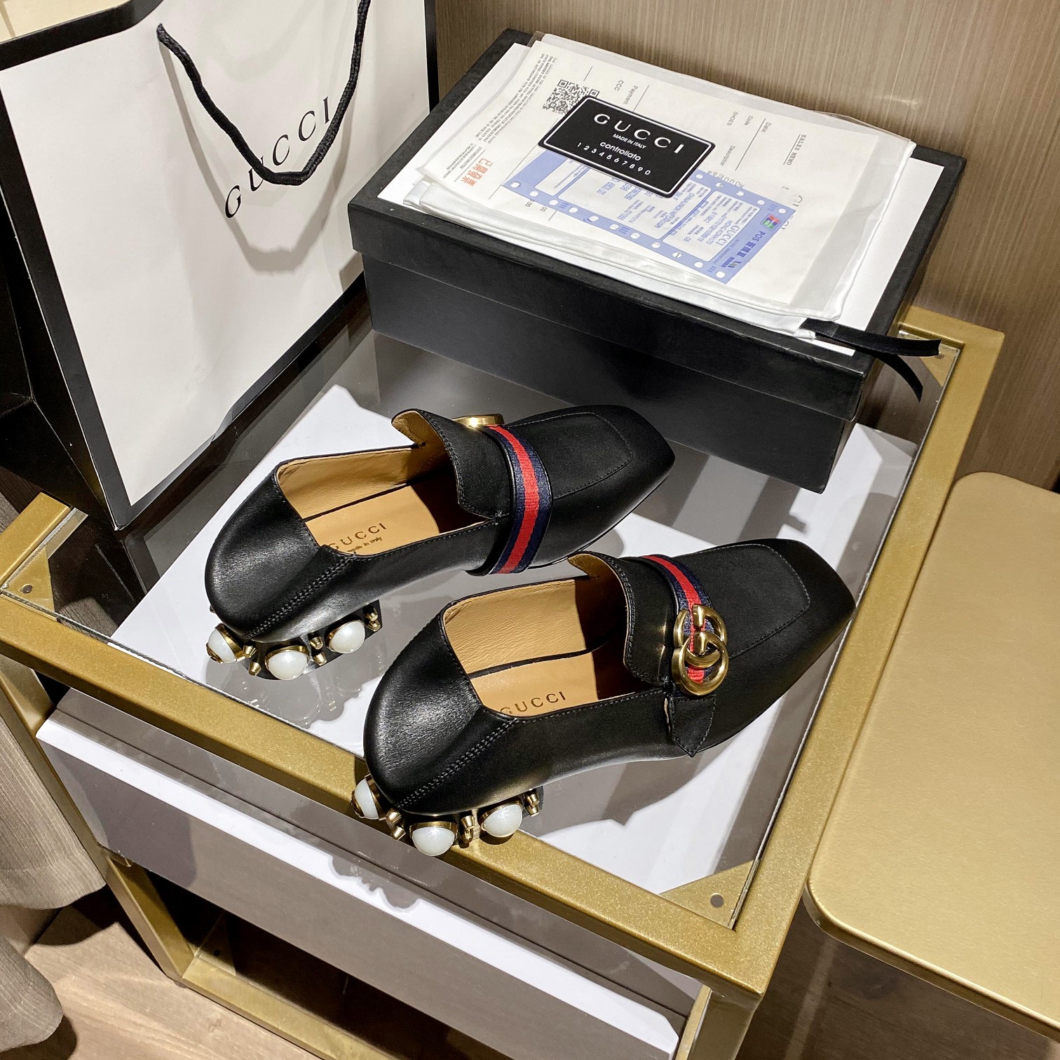 Gucci Leather mid-heel loafer Women 12 - vstockx