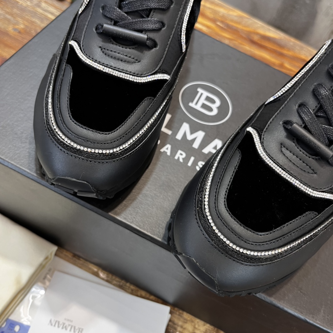 Balmain Velvet nylon and mesh low-top Racer sneaker 23 - vstockx