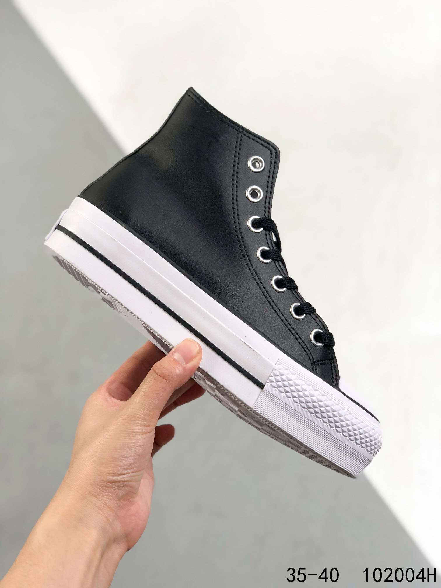 Converse Chuck Taylor All-Star Lift Hi Black Leather (W) - vstockx