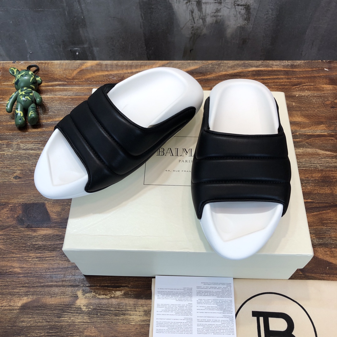 Balmain B-IT Mules Black White - vstockx