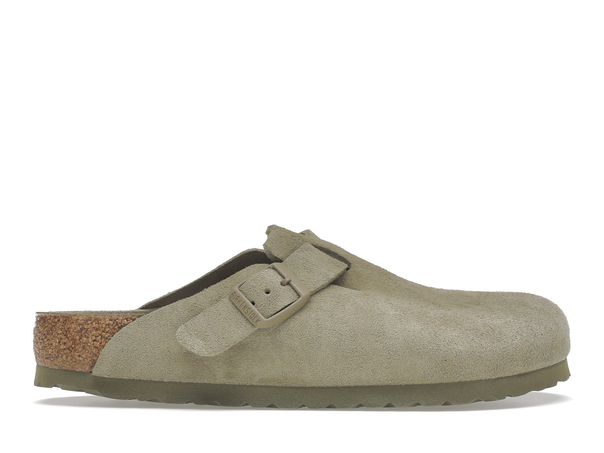 Birkenstock Boston Soft Footbed Suede Faded Khaki - vstockx