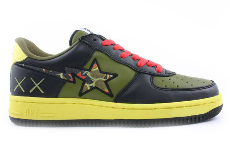 A Bathing Ape Bape Sta Low KAWS Black Olive - vstockx