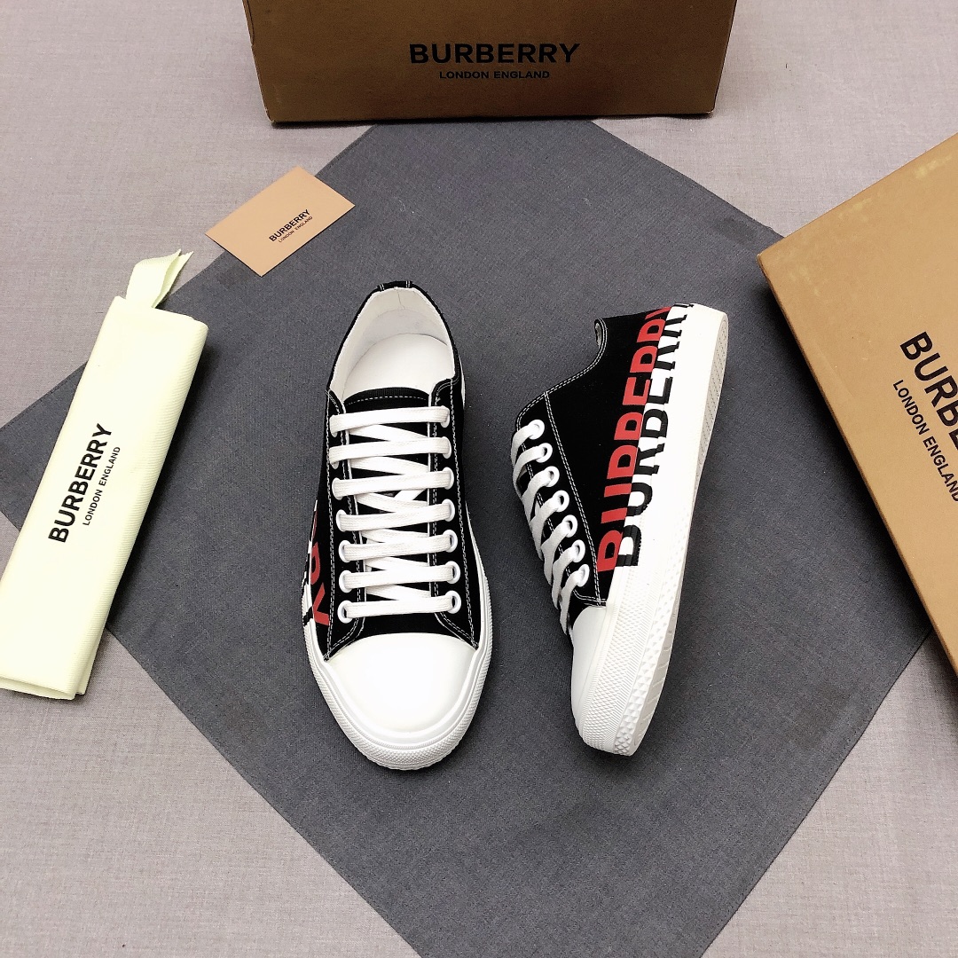 Burberry Logo Print Cotton Black Red White - vstockx