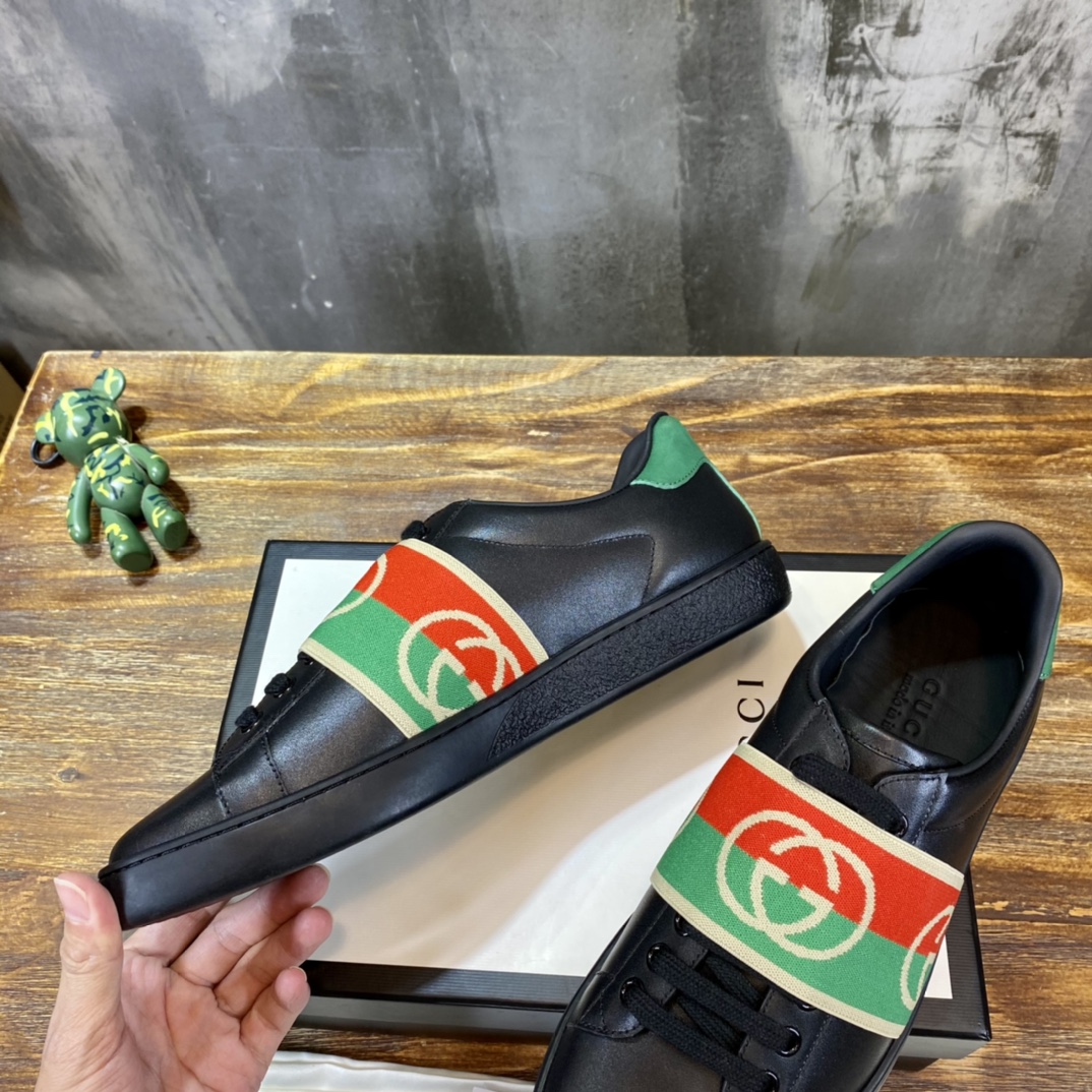 Gucci Ace Elastic Web Interlocking GG Black - vstockx