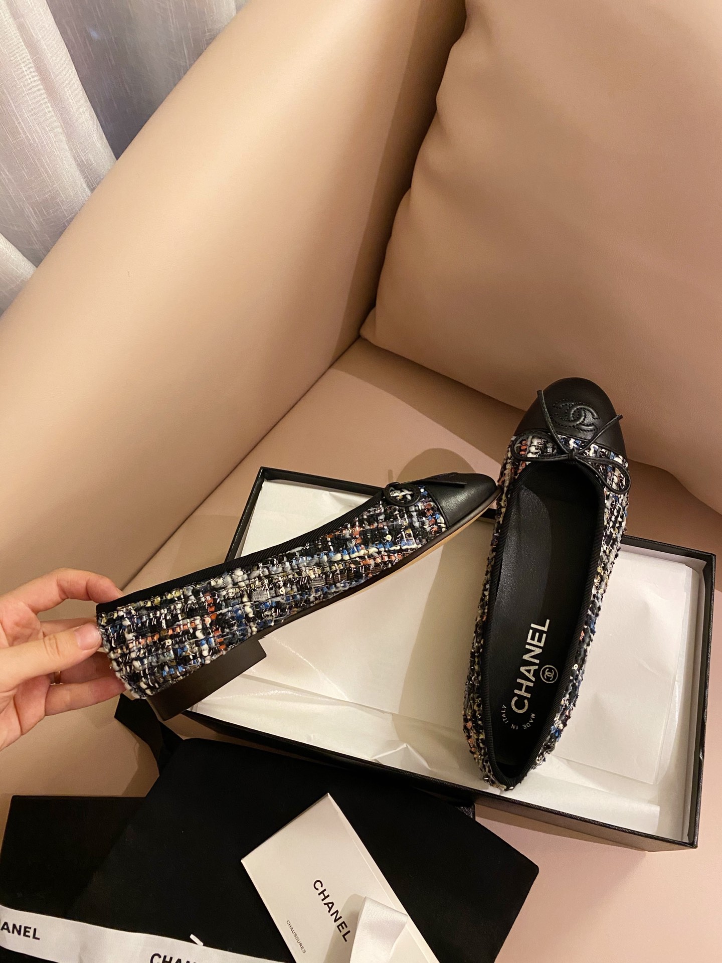 Chanel Ballerinas Fabric & Grosgrain 30 - vstockx