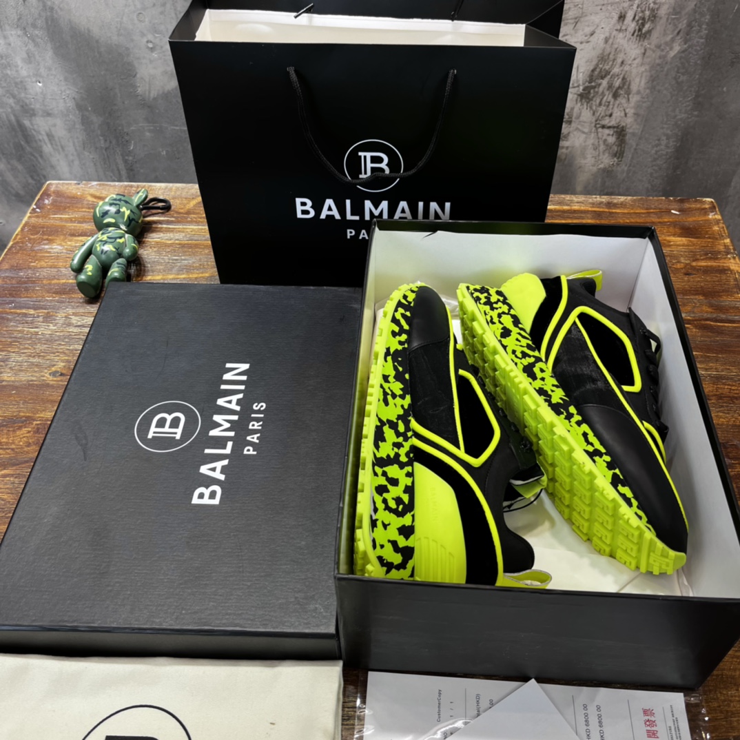 Balmain Velvet nylon and mesh low-top Racer sneaker 22 - vstockx