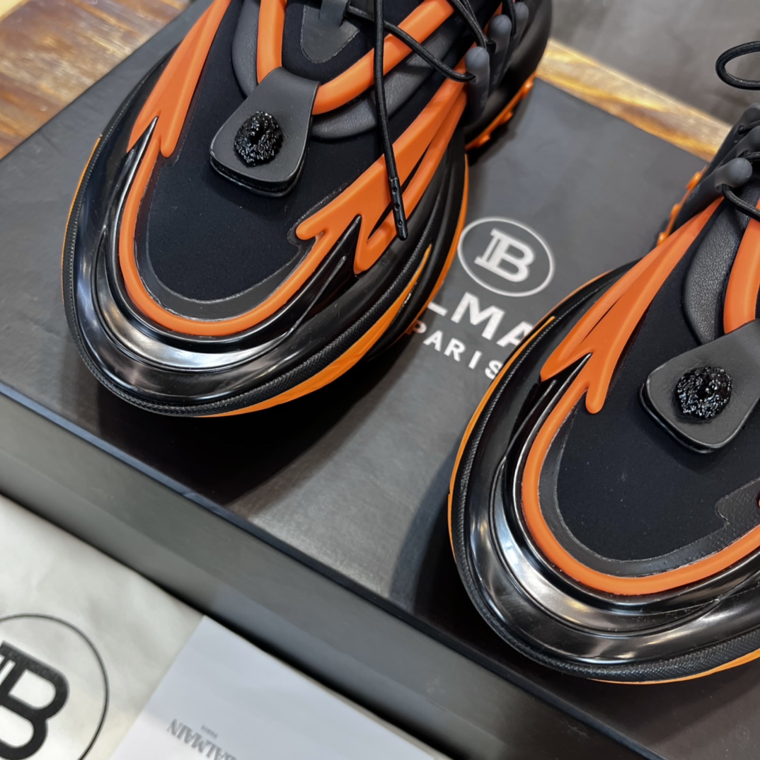 Balmain Unicorn Low-Top Orange Black - vstockx