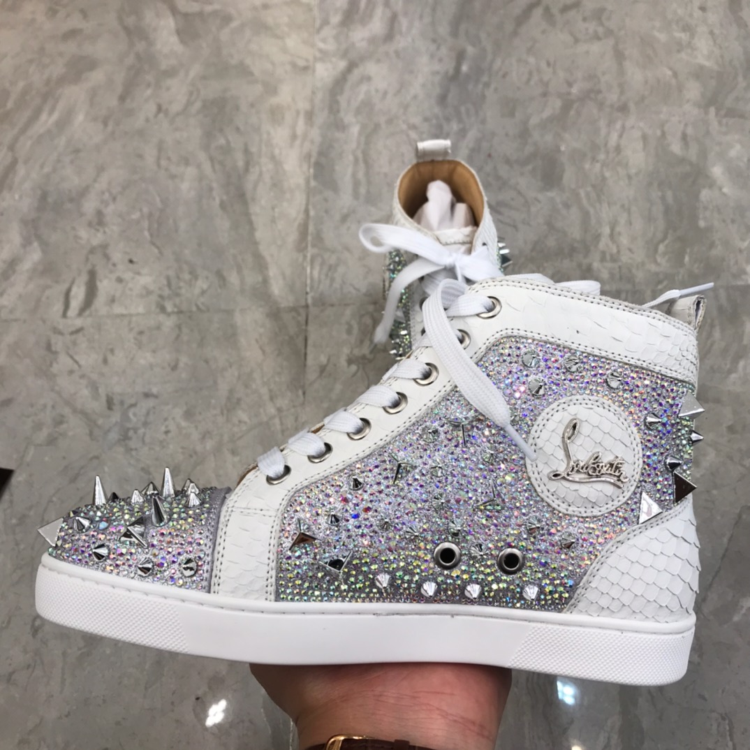 Christian Louboutin Louis Junior Spikes Orlato Flat Sneakers 26 - vstockx