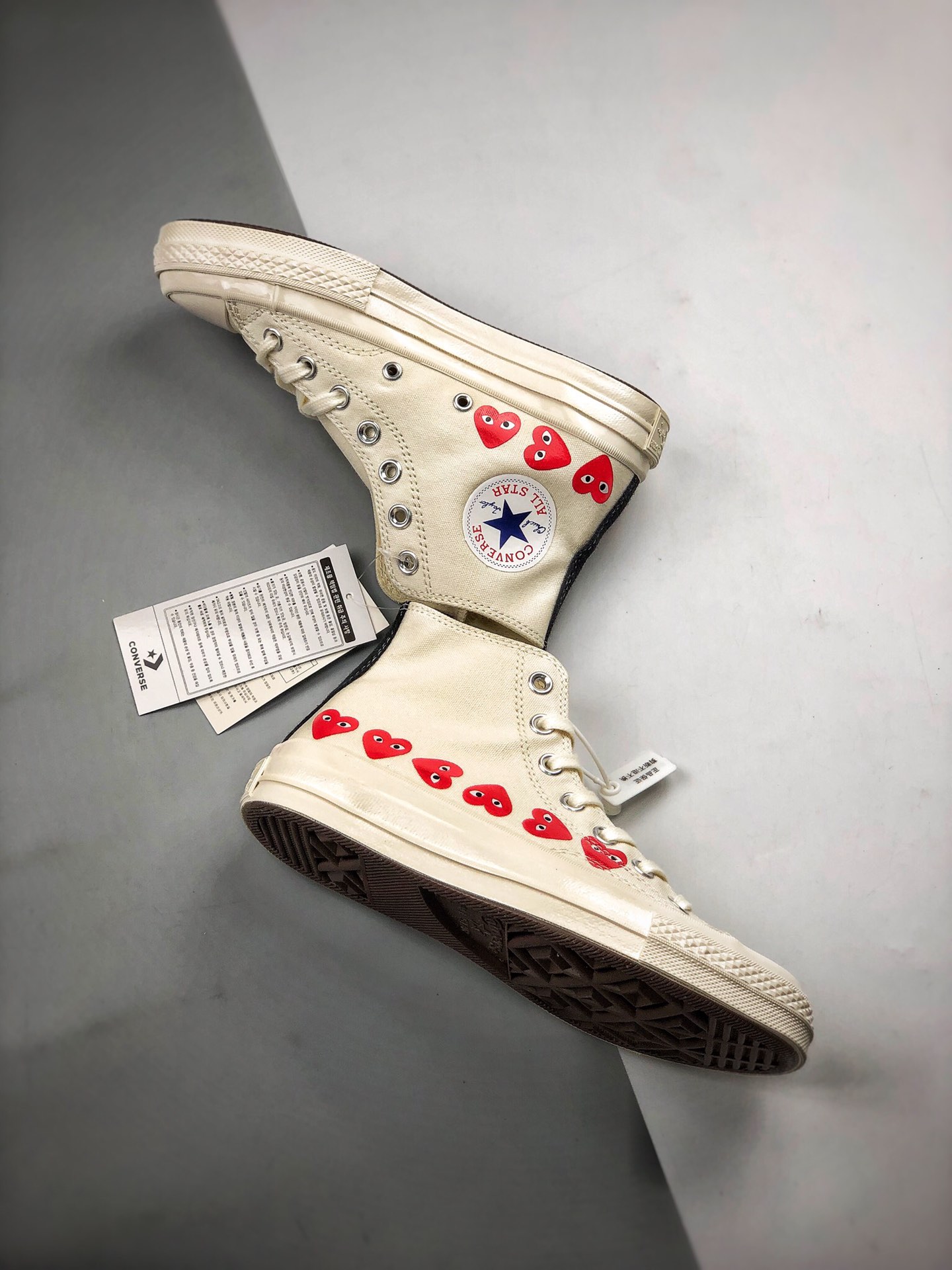 Converse Chuck Taylor All-Star 70s Hi Comme des Garcons Play Multi-Heart White - vstockx