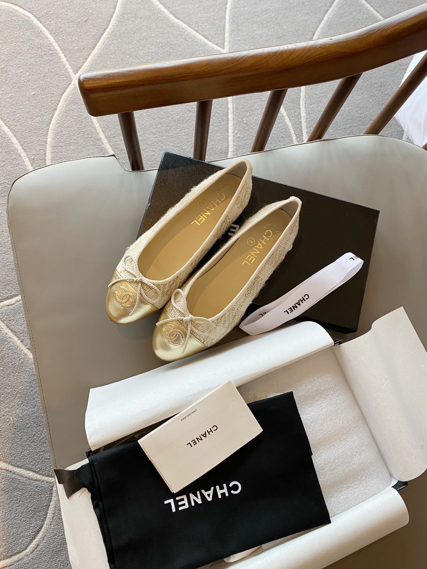 Chanel Ballerinas Fabric & Grosgrain 25 - vstockx