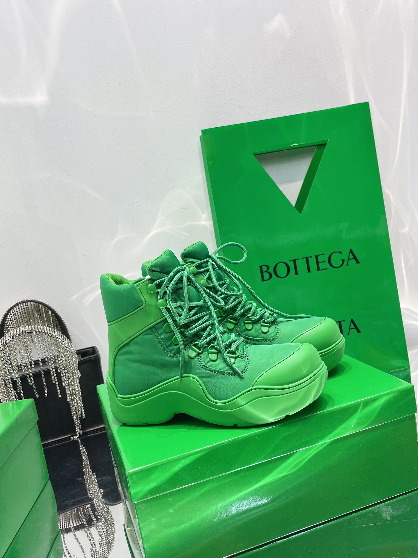 Bottega Veneta Puddle Bomber Lace-up Rubber And Shell Boots 2 - vstockx