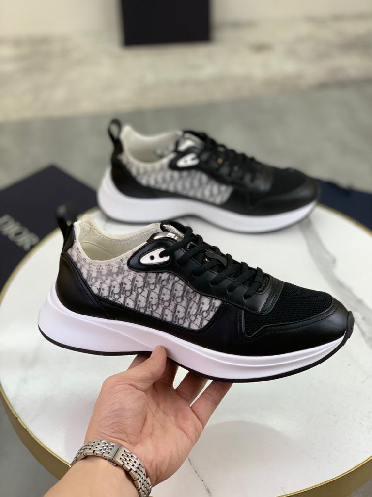 Dior B25 Runner Black Grey Oblique Leather - vstockx