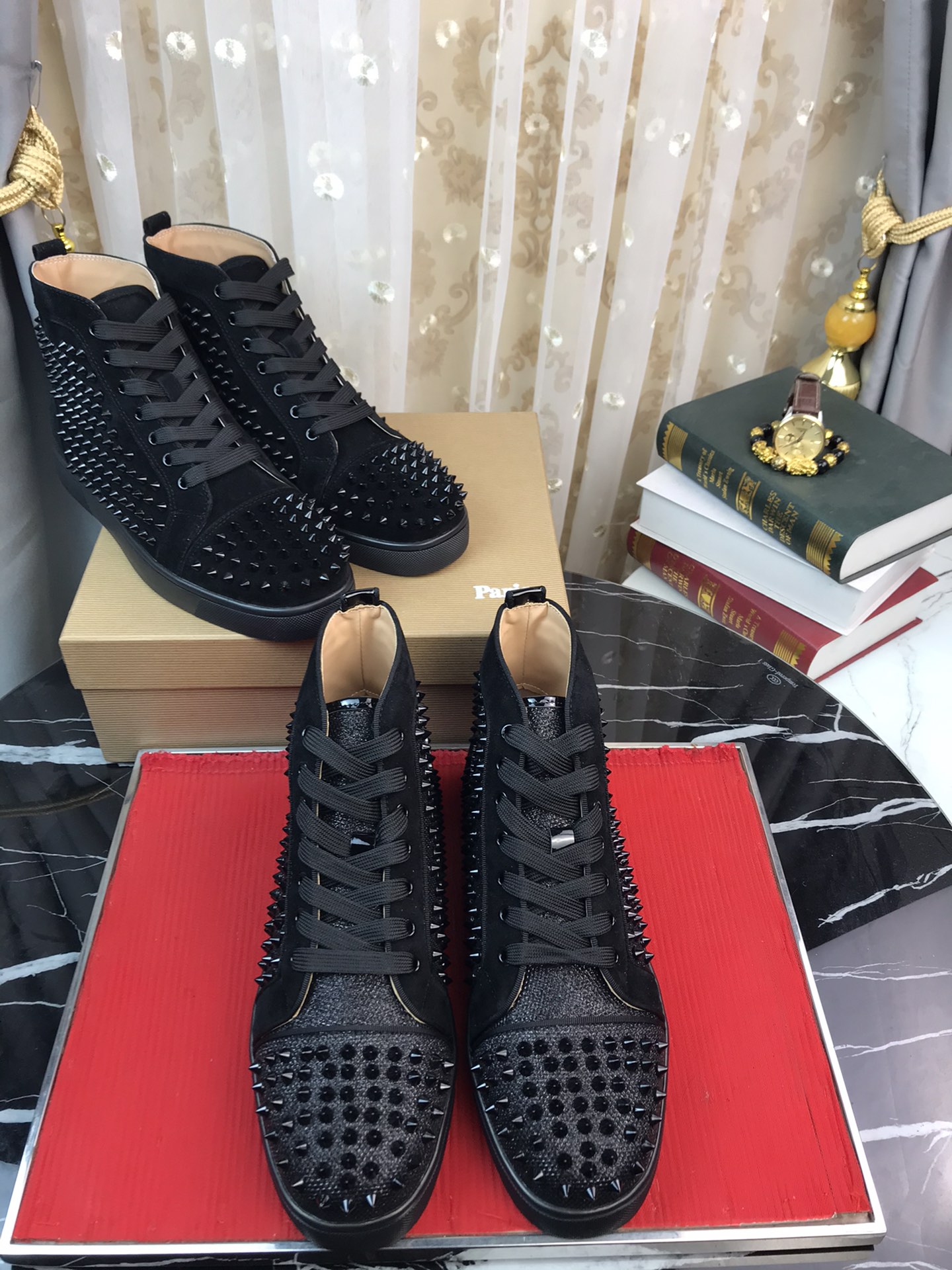 Christian Louboutin Louis Junior Spikes Orlato Flat Sneakers 1 - vstockx