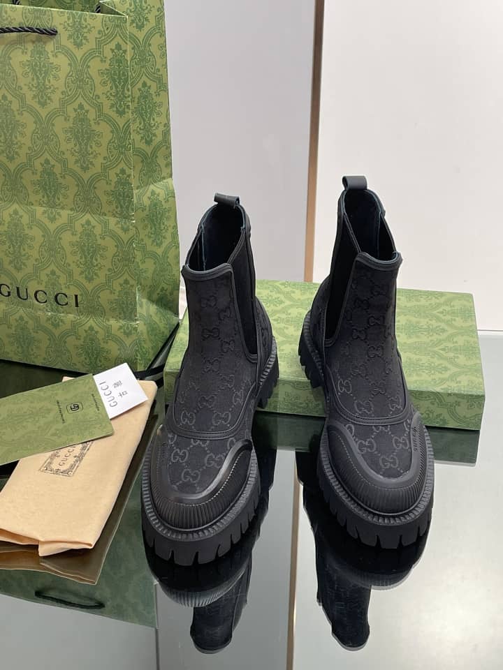 Gucci GG CANVAS ANKLE BOOT Black - vstockx