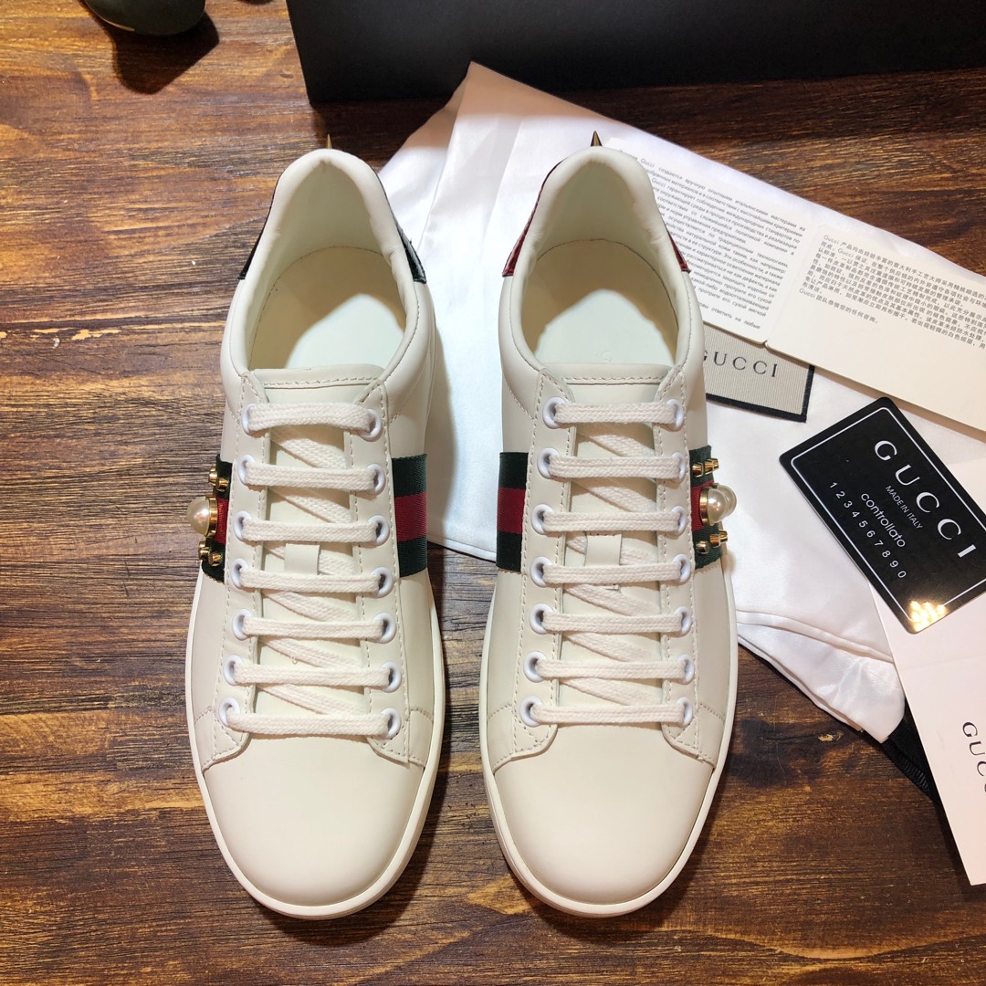 Gucci Ace Studded Pearl (W) - vstockx