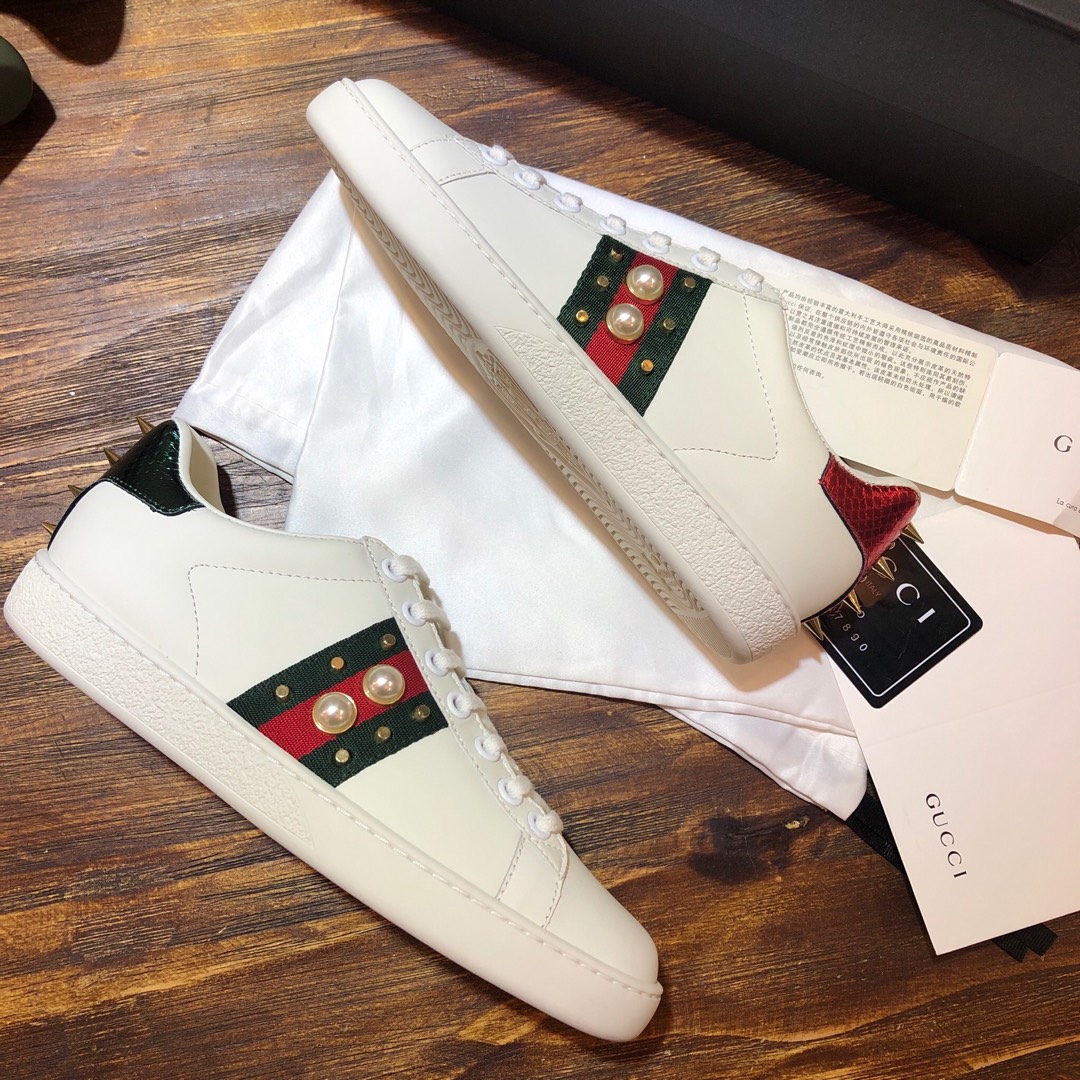 Gucci Ace Studded Pearl (W) - vstockx