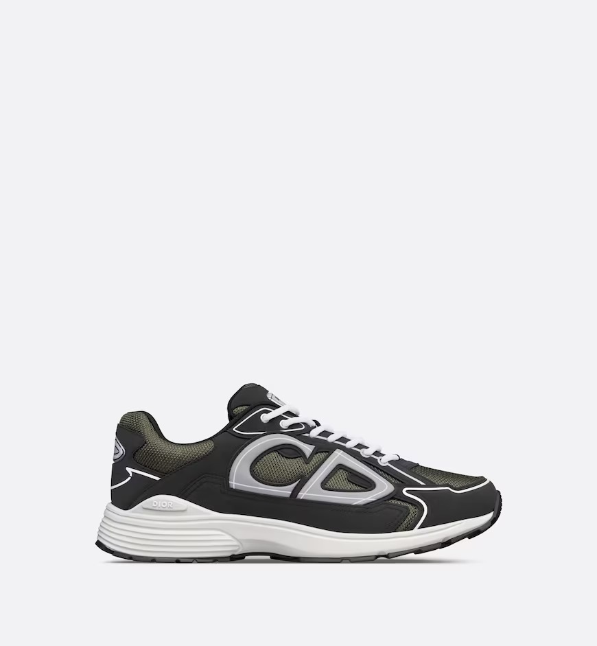 Dior B30 SNEAKER Deep Green Mesh and Black Technical Fabric - vstockx