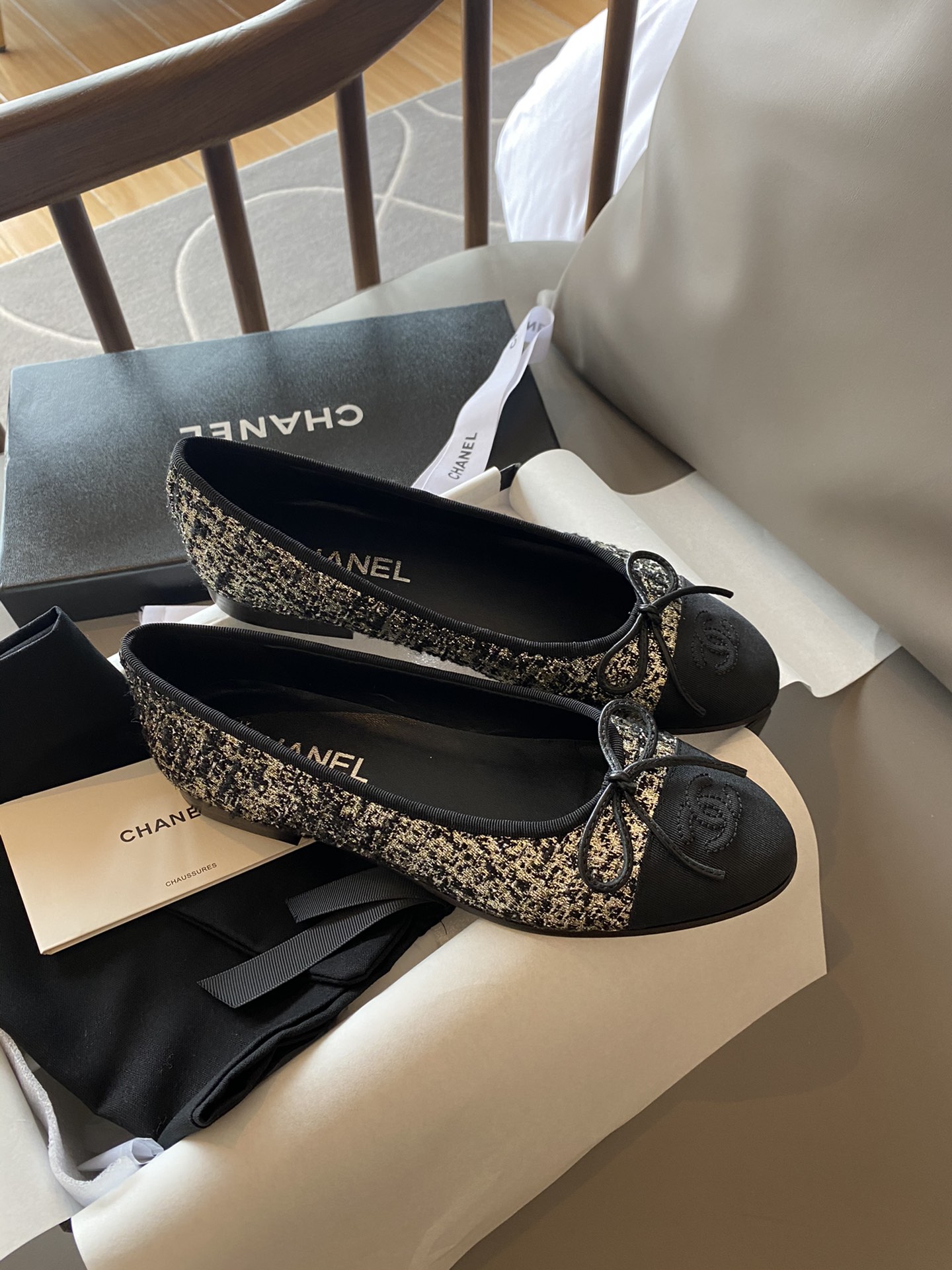 Chanel Ballerinas Fabric & Grosgrain 35 - vstockx