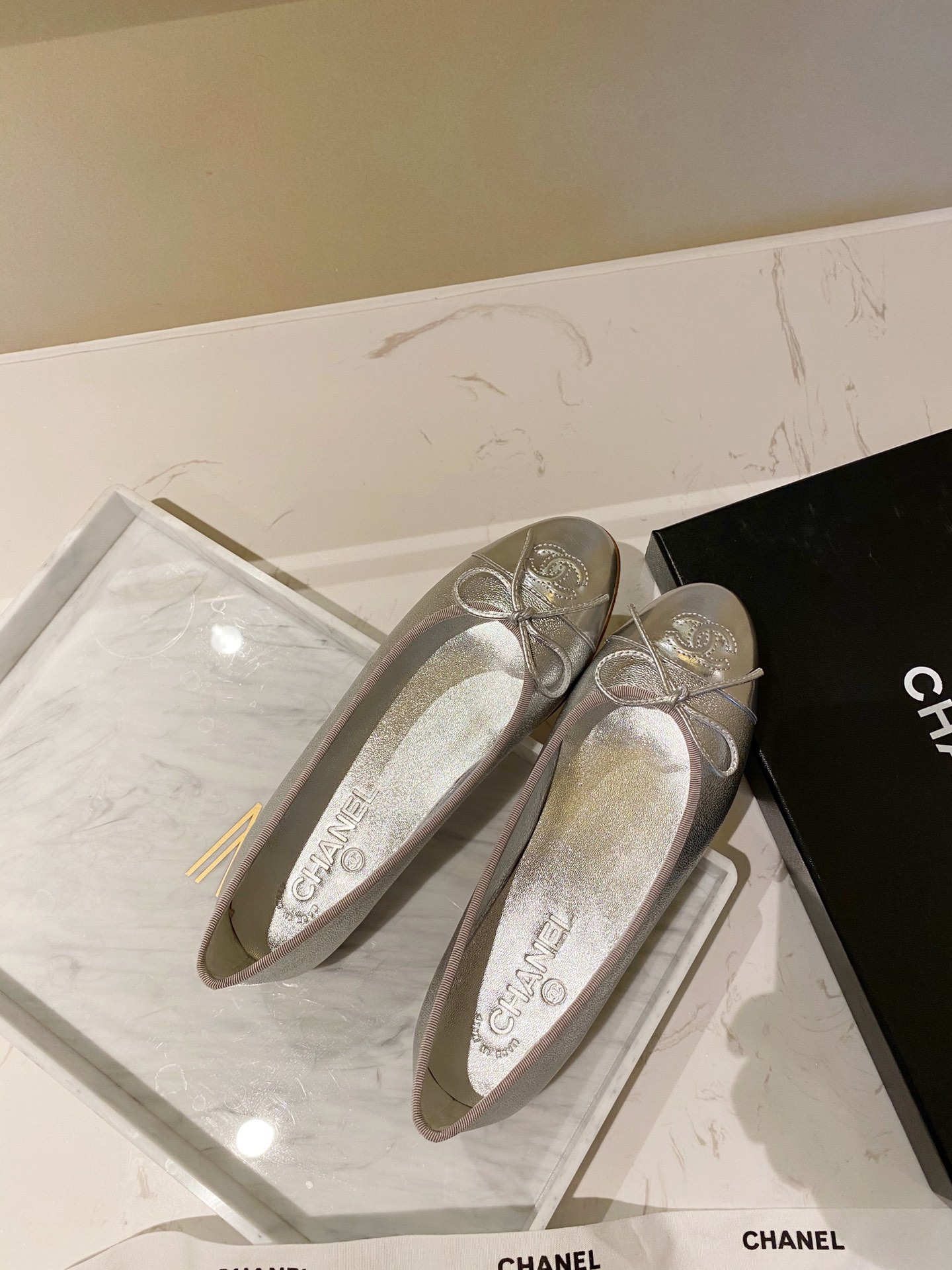 Chanel Ballerinas Fabric & Grosgrain 9 - vstockx