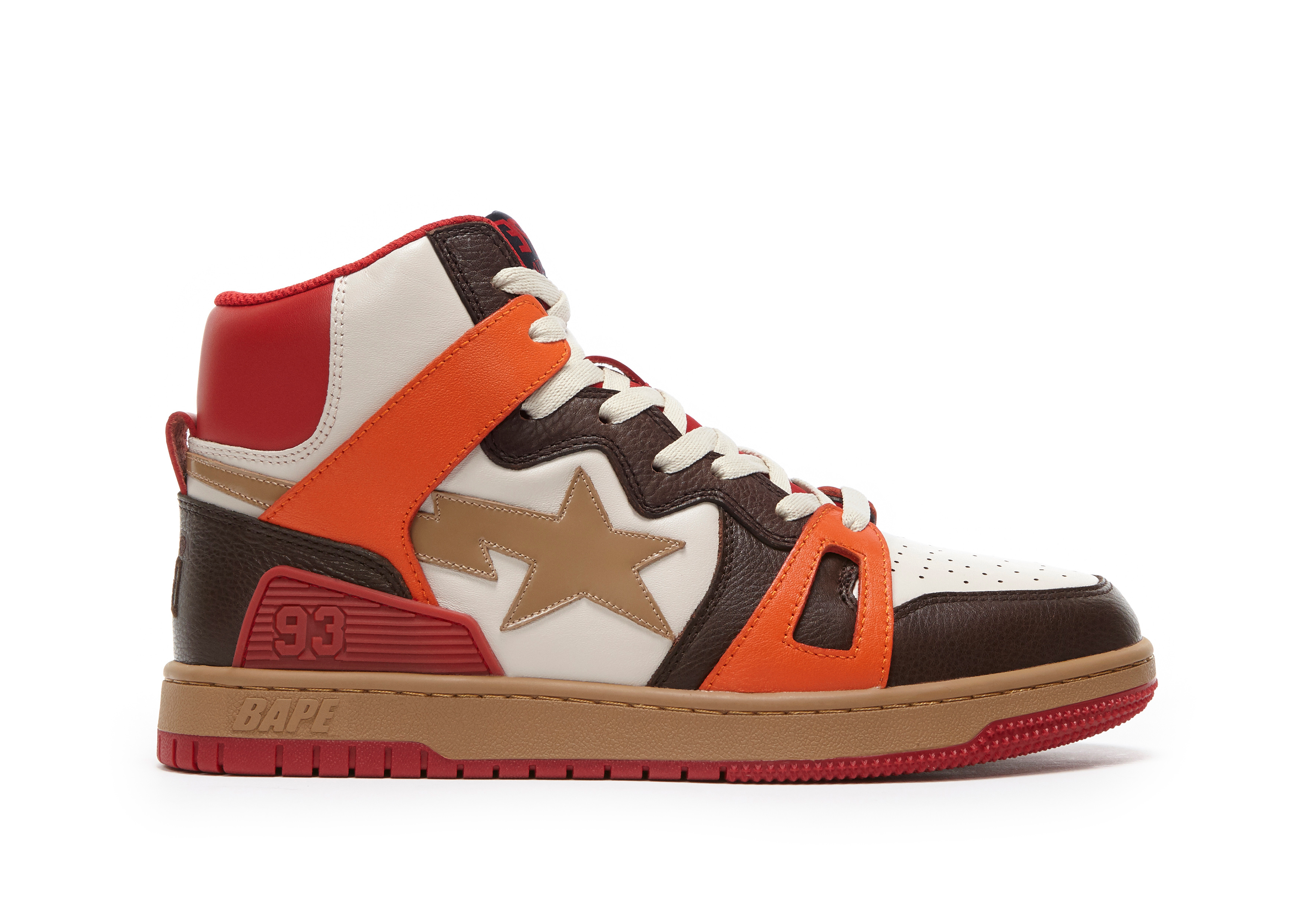 A Bathing Ape Bape Sta 93 Hi Red Orange Light Sand - vstockx