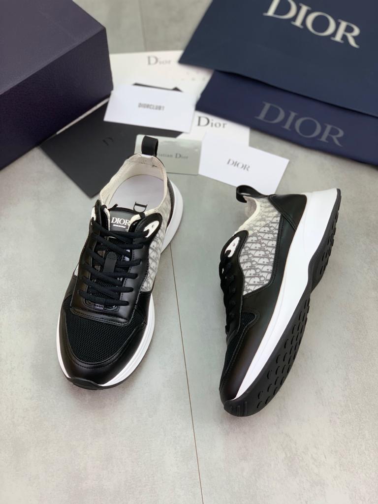 Dior B25 Runner Black Grey Oblique Leather - vstockx