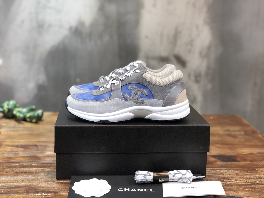 Chanel Fabric & Suede Calfskin Low Top Sneaker 44 - vstockx