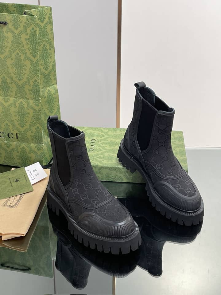 Gucci GG CANVAS ANKLE BOOT Black - vstockx