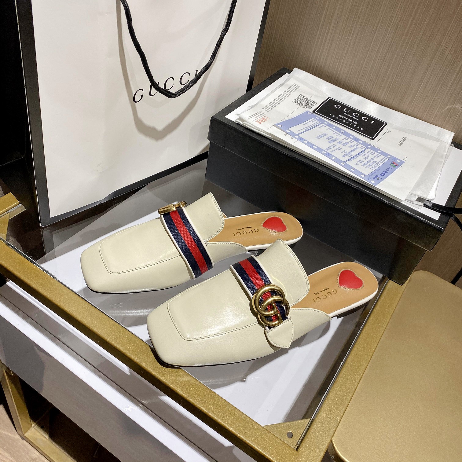 Gucci Leather mid-heel loafer Women 12 - vstockx