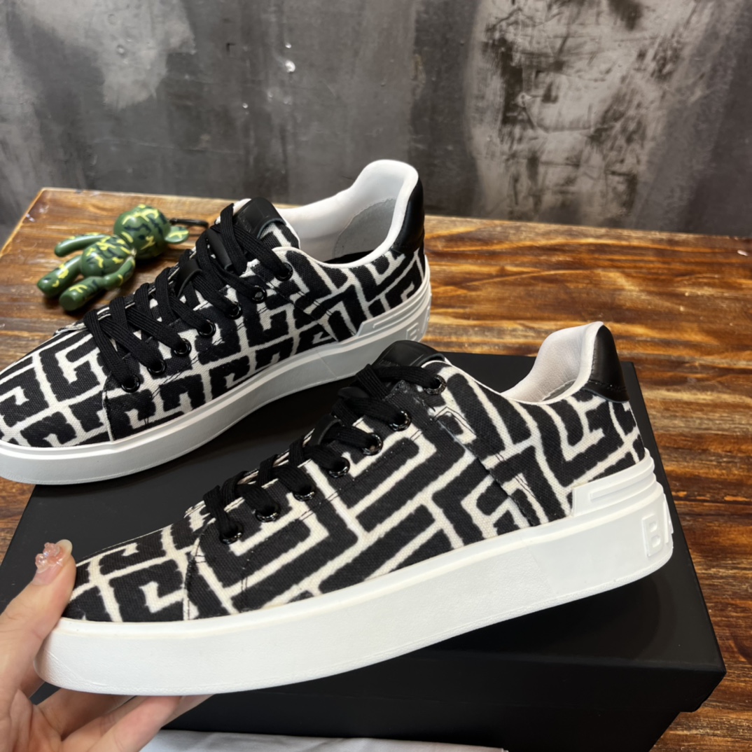 Balmain B-Court Low-Top Jacquard - vstockx