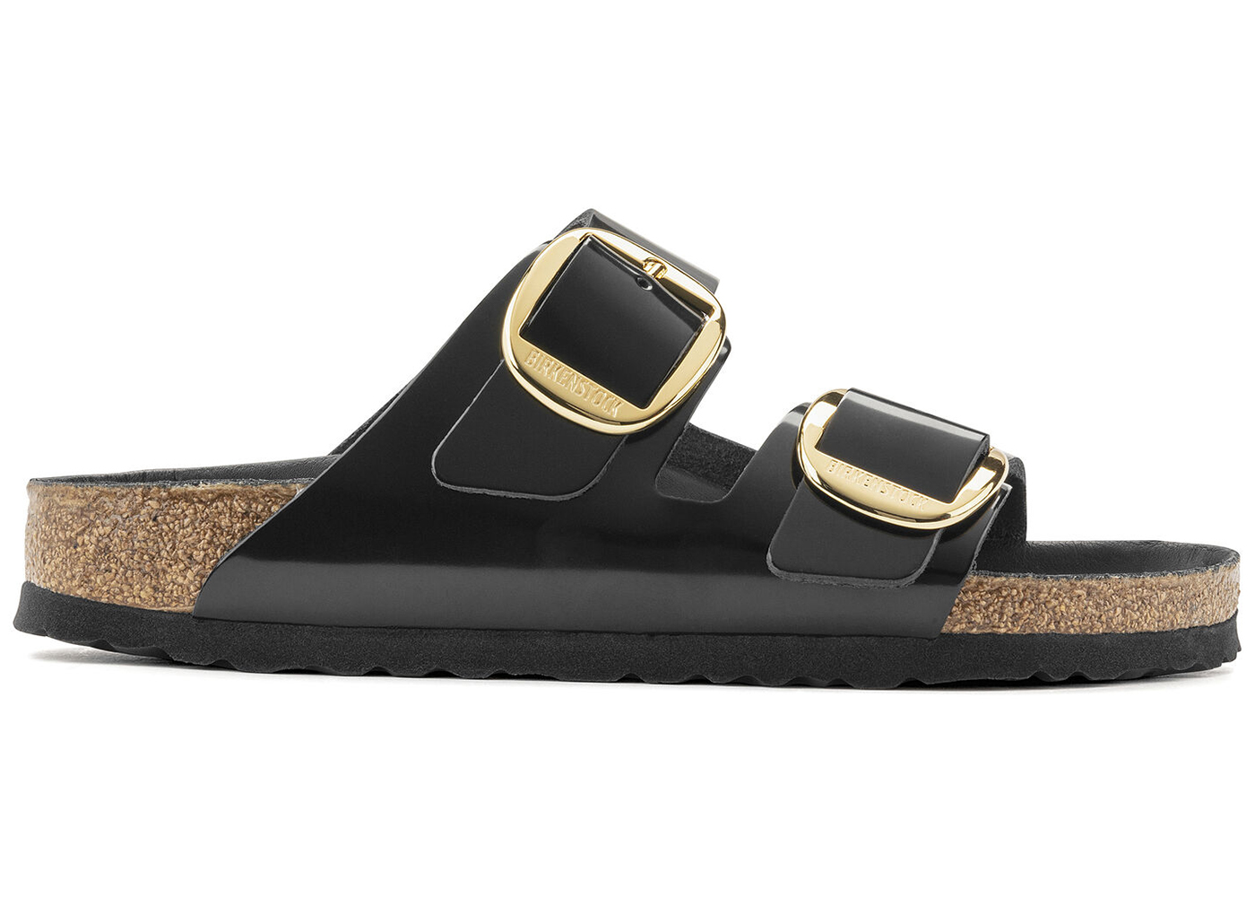 Birkenstock Arizona Big Buckle Natural Leather Patent Black Gold (Women's) - vstockx