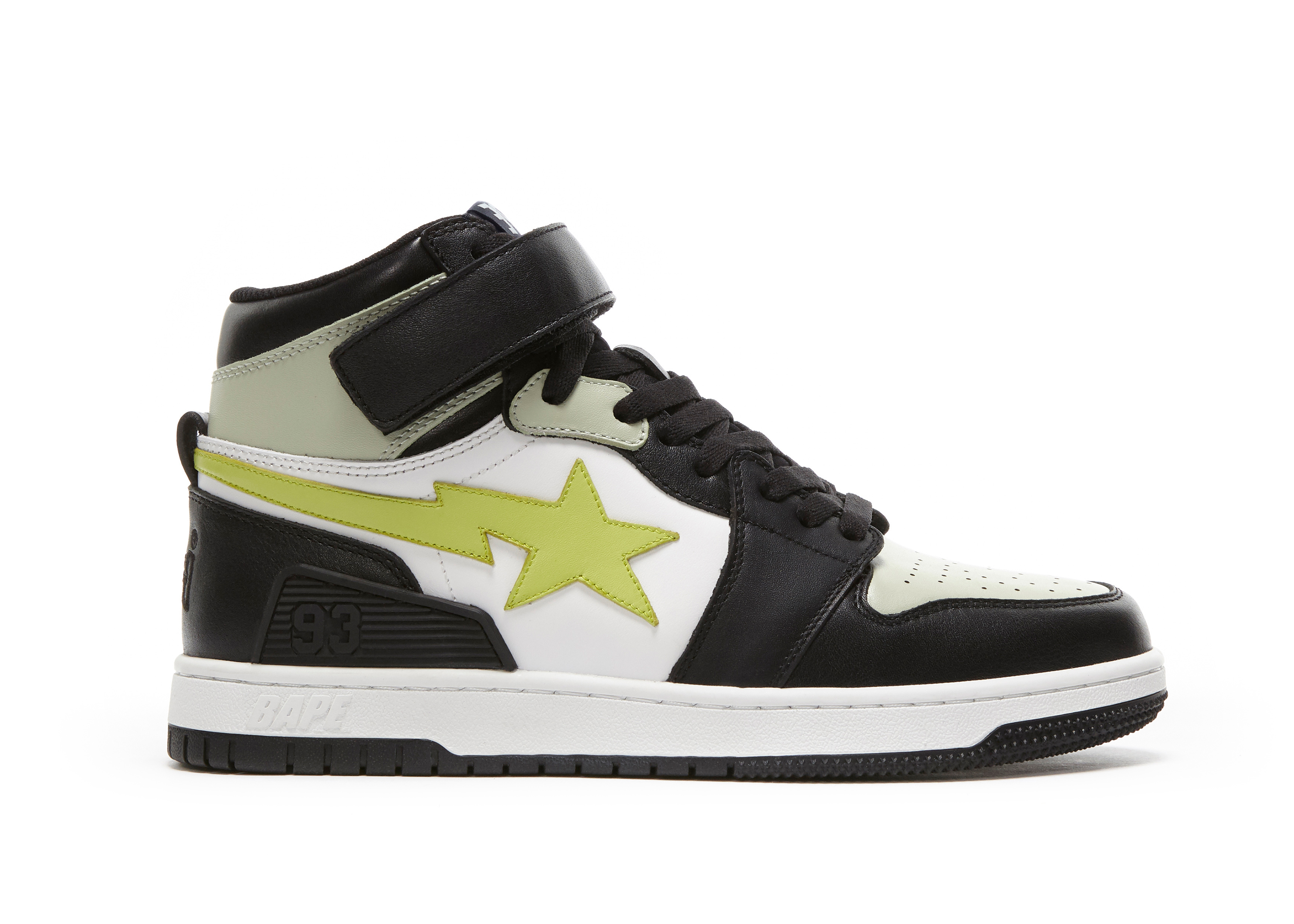 A Bathing Ape Block Sta Hi Black Lime - vstockx
