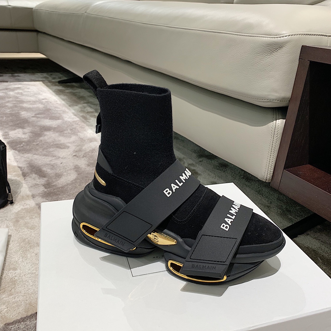 Balmain B-Bold High-Top Black Gold - vstockx