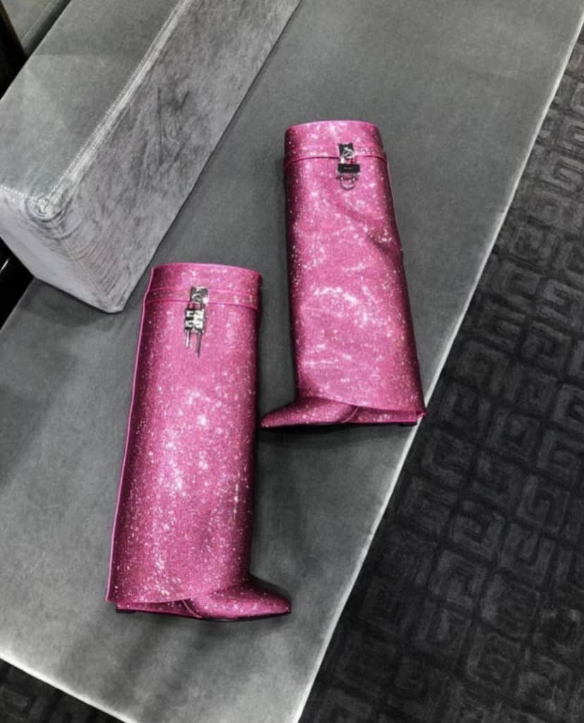 Givenchy Women Shark Lock Boots In Strass pink - vstockx