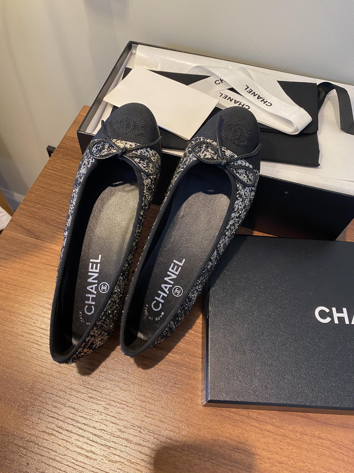 Chanel Ballerinas Fabric & Grosgrain 35 - vstockx