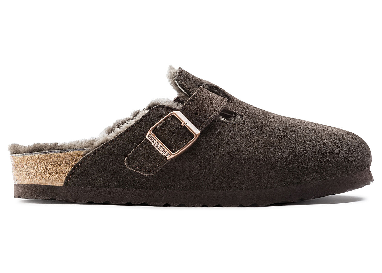 Birkenstock Boston Shearling Suede Mocha Brown - vstockx