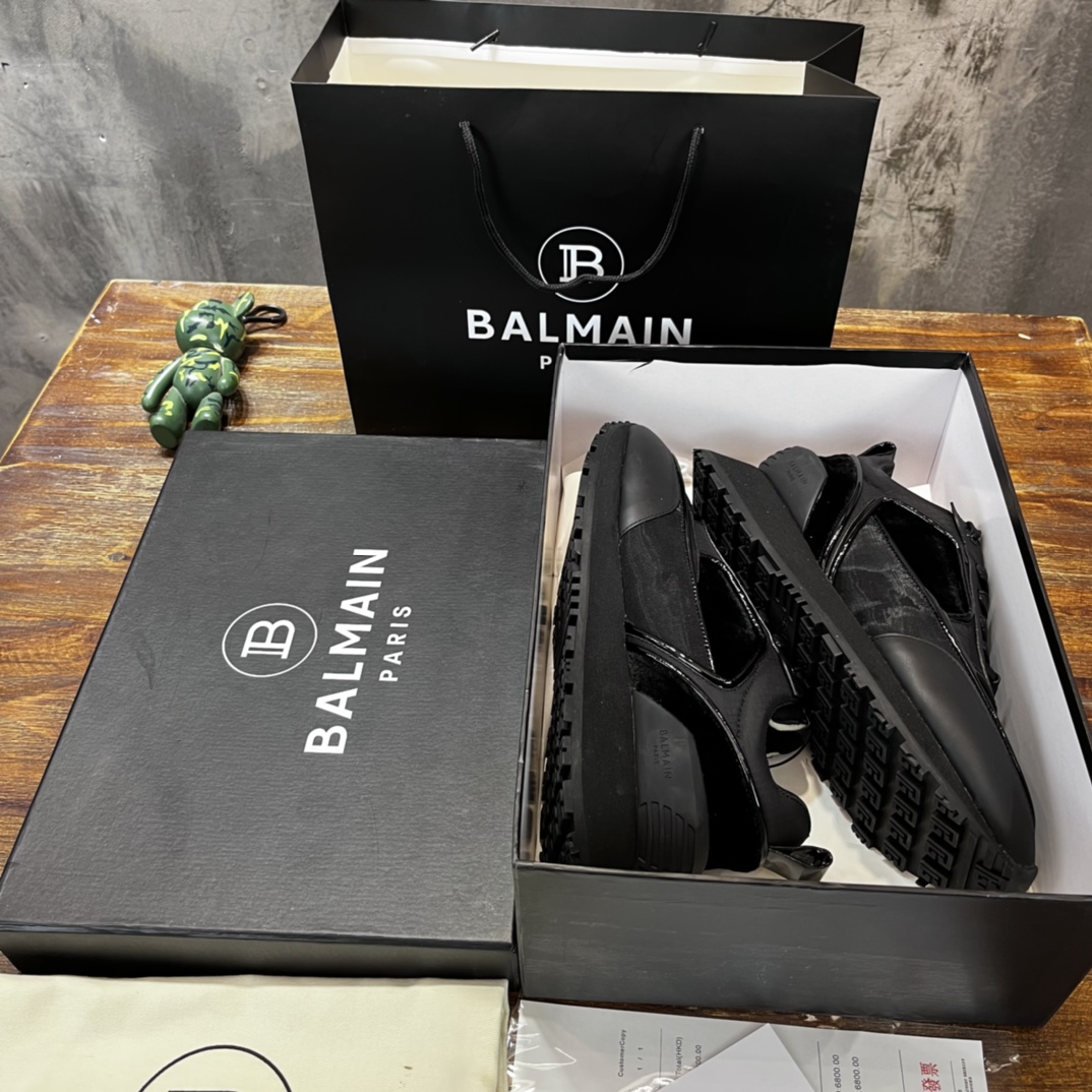 Balmain Velvet nylon and mesh low-top Racer sneaker 20 - vstockx
