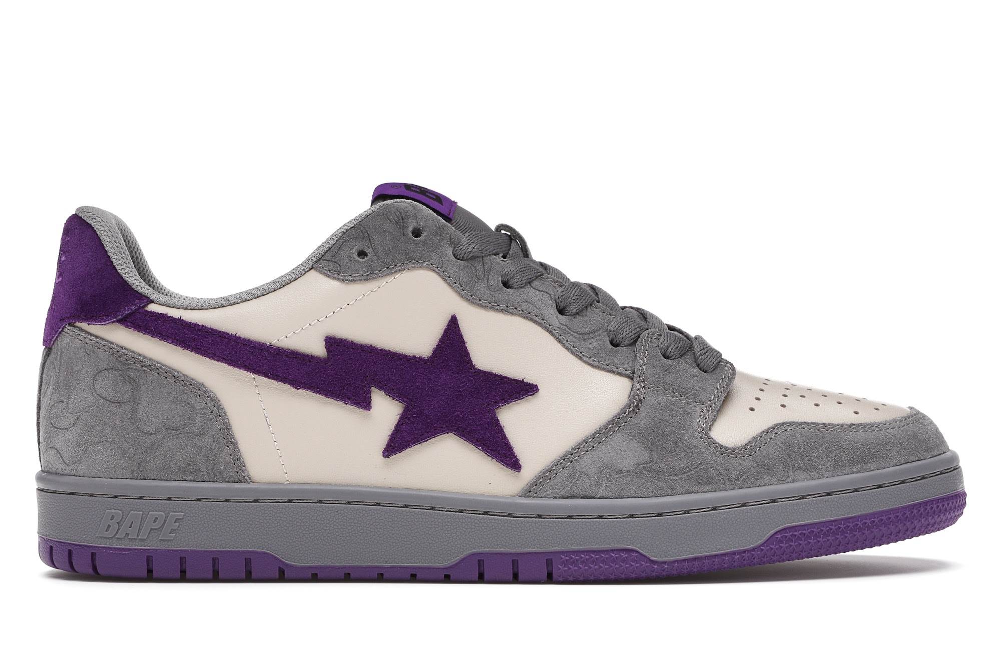 A Bathing Ape Court Sta Mist Grey Royal Purple - vstockx