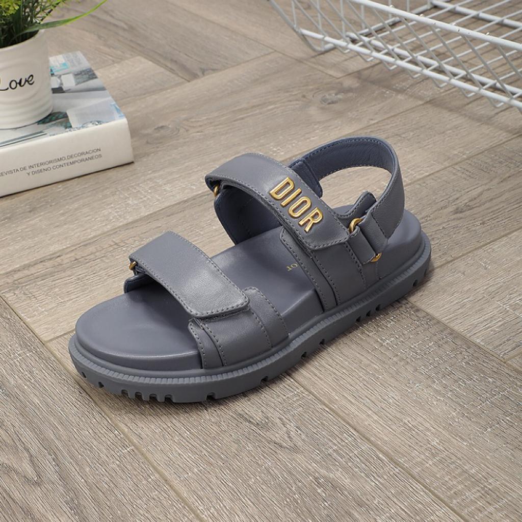 DIOR DIORACT SANDAL Gray Stone Lambskin - vstockx