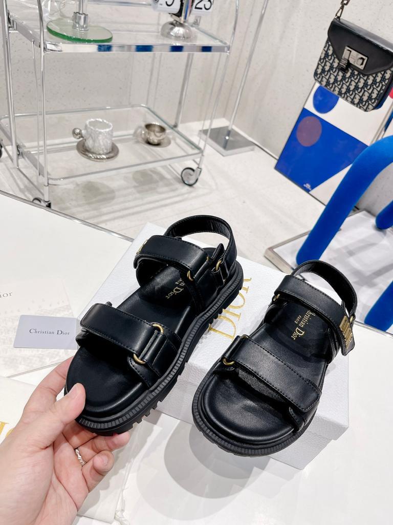 DIOR DIORACT SANDAL Black Lambskin - vstockx