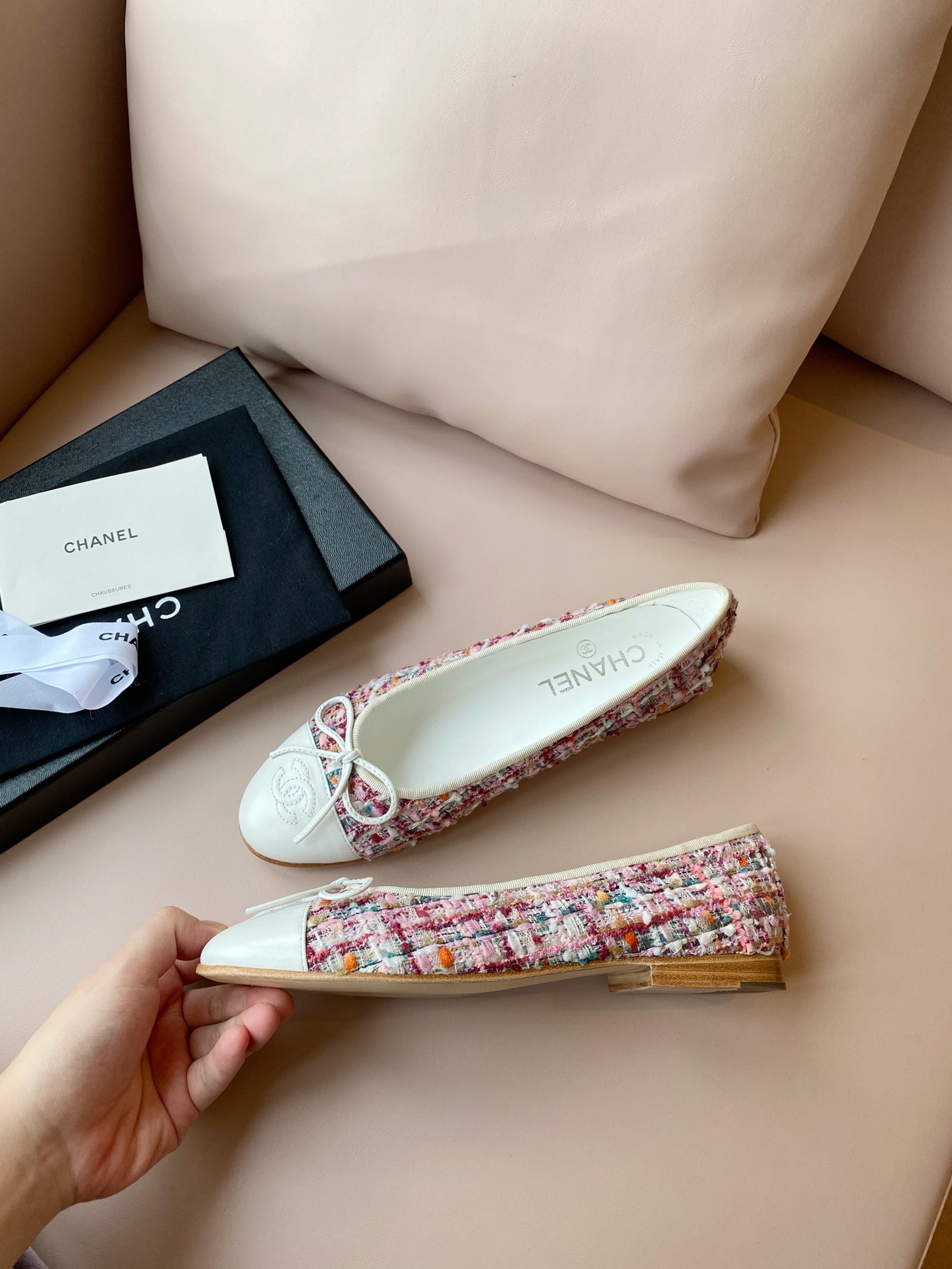 Chanel Ballerinas Fabric & Grosgrain 19 - vstockx