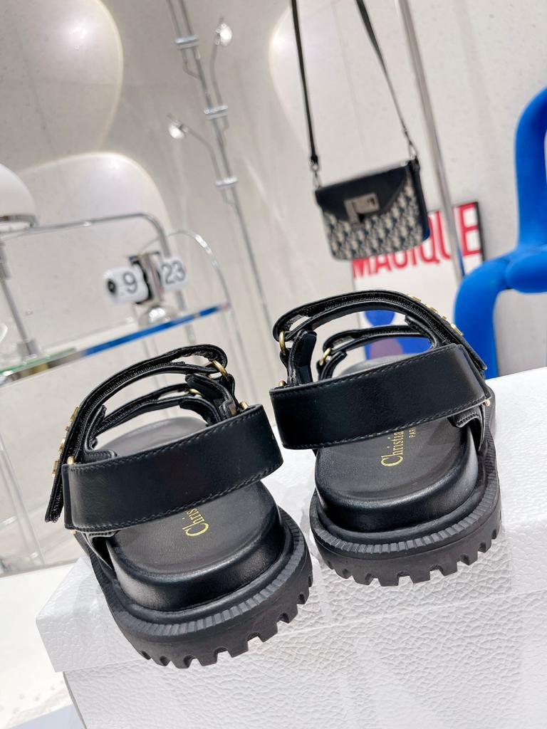 DIOR DIORACT SANDAL Black Lambskin - vstockx