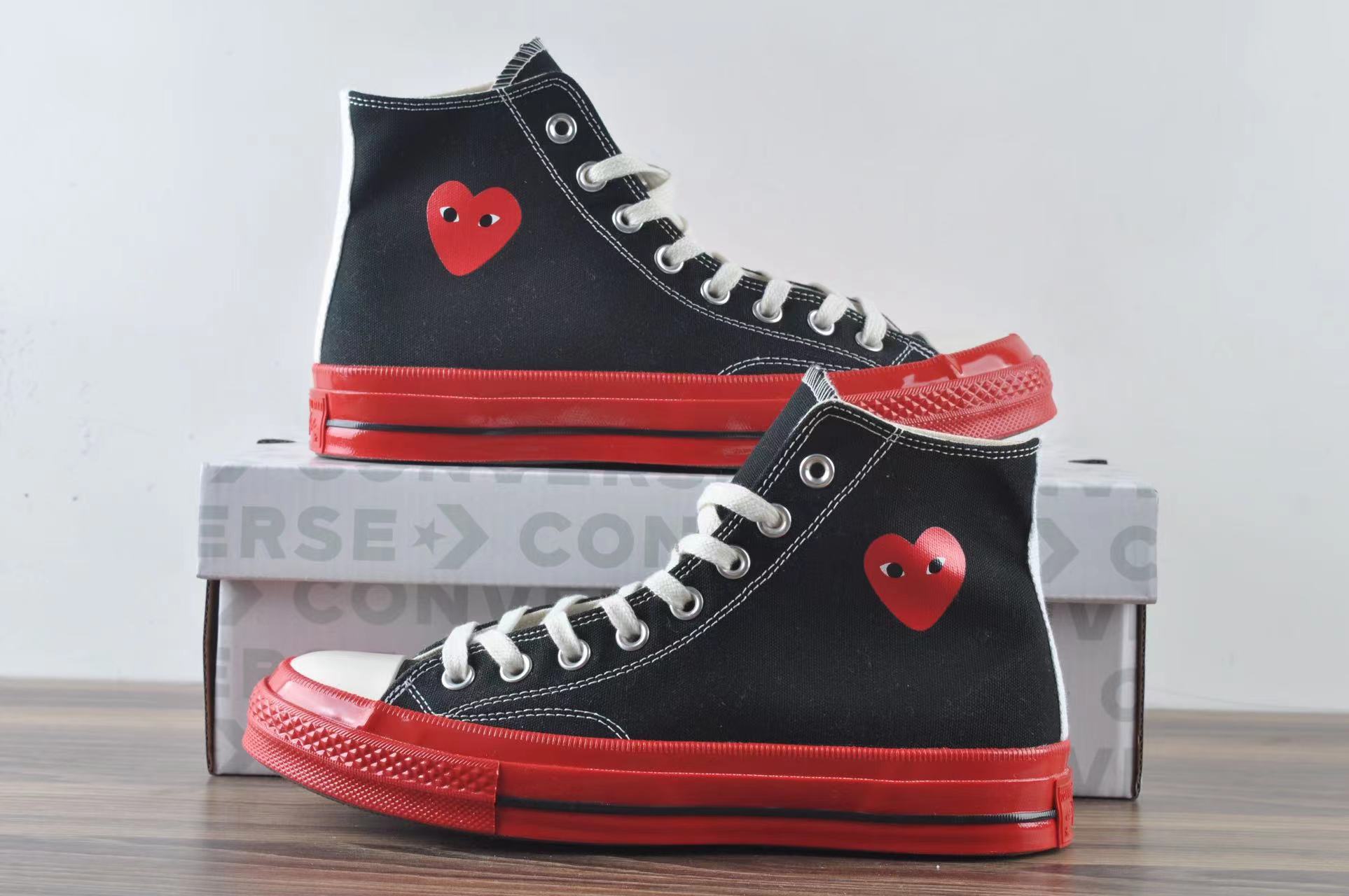 Converse Chuck Taylor All-Star 70 Hi Comme des Garcons PLAY Black Red Midsole - vstockx