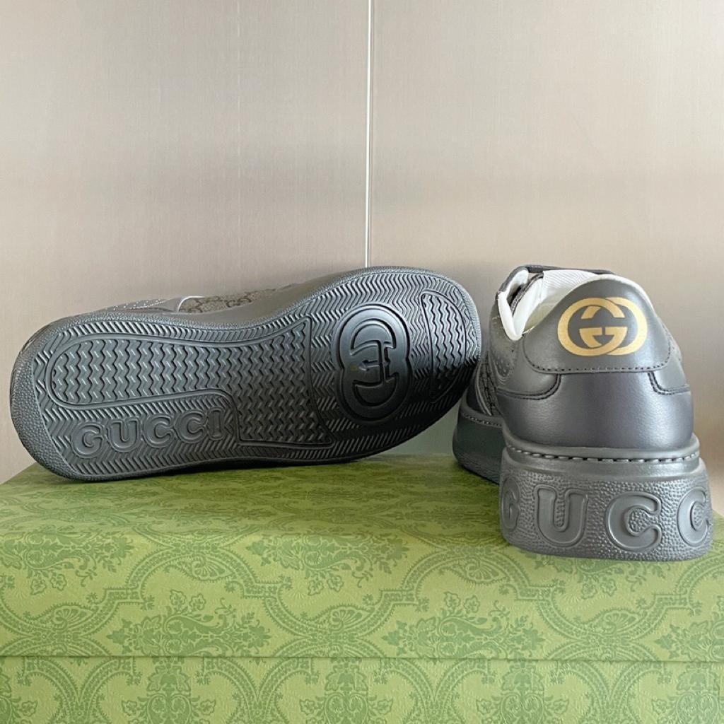 Gucci LACE-UP SNEAKER grey leather - vstockx