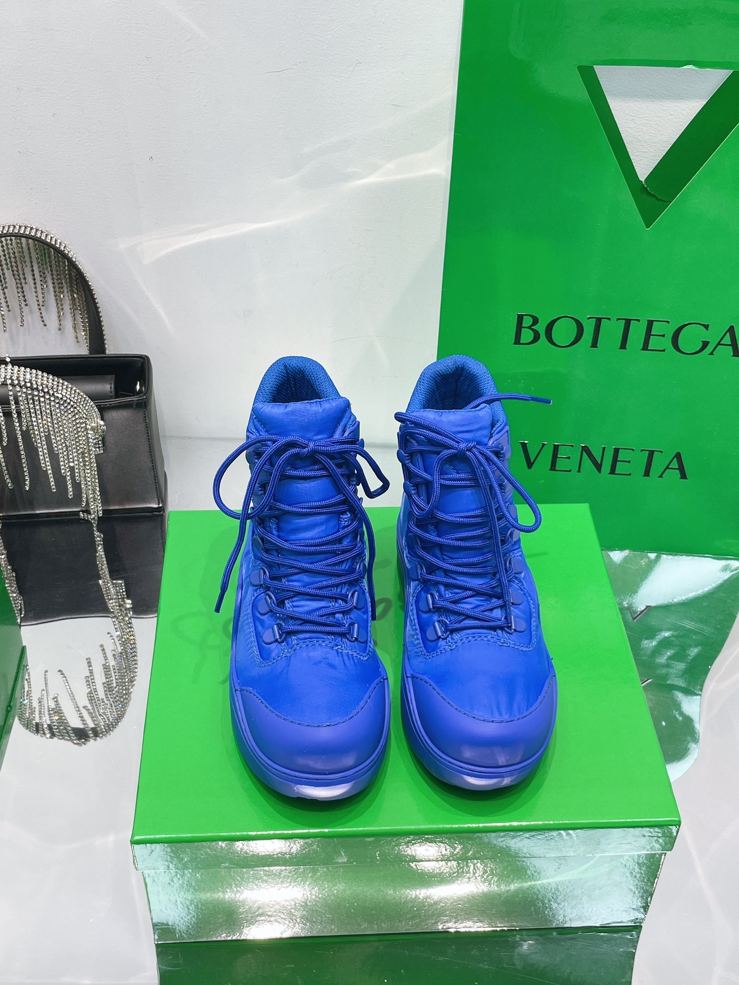 Bottega Veneta Puddle Bomber Lace-up Rubber And Shell Boots 6 - vstockx